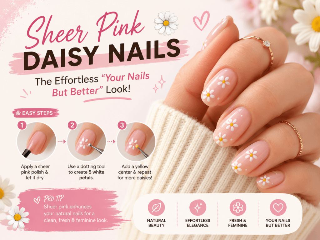 Sheer Pink Daisy Nails — The Effortless "Your Nails But Better" Look
