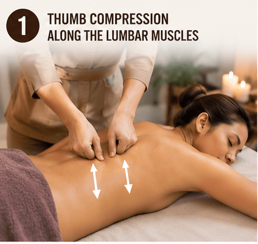 Technique 1: Thumb Compression Along the Lumbar Muscles