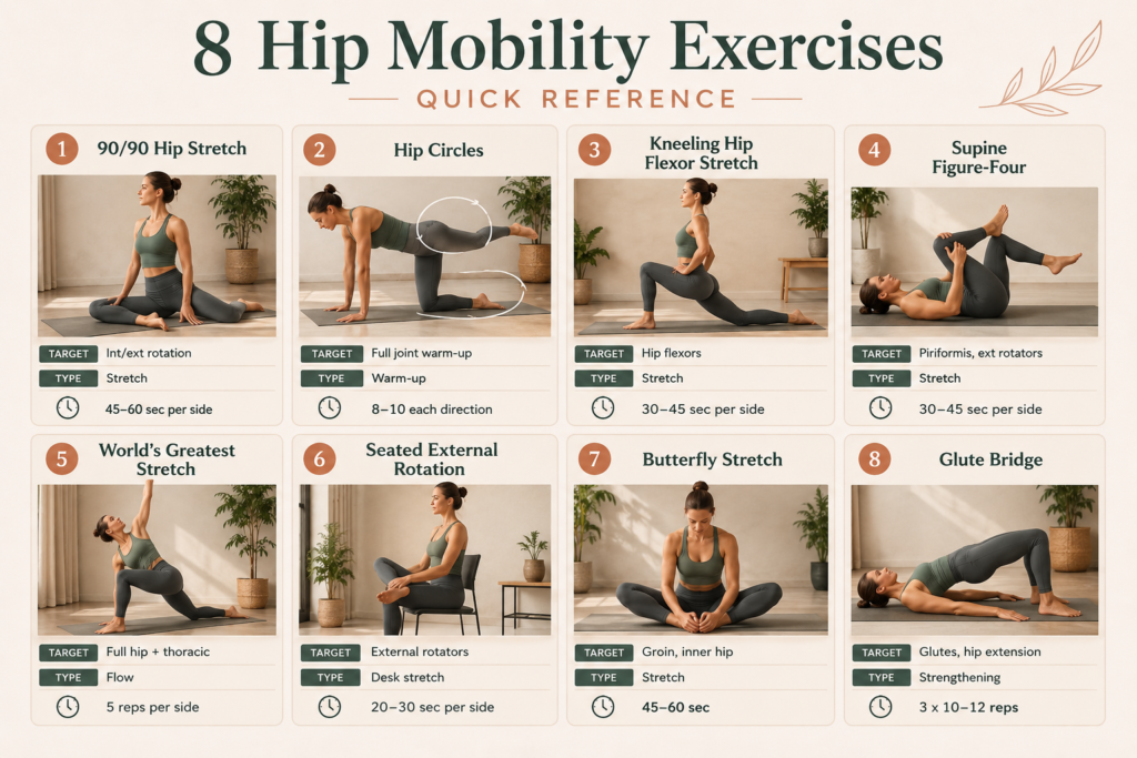 Hip Mobility Exercises: Quick Reference