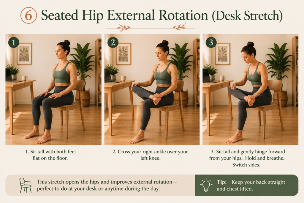 Seated Hip External Rotation (Desk Stretch)