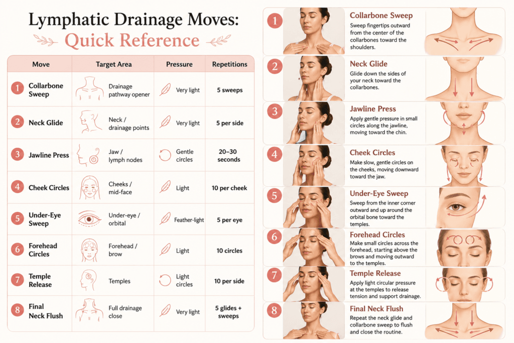 Lymphatic Drainage Moves: Quick Reference