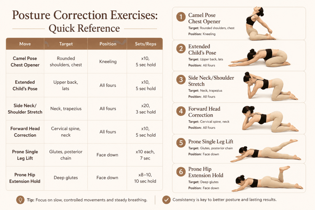 Posture Correction Exercises: Quick Reference