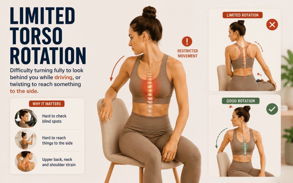 Limited torso rotation