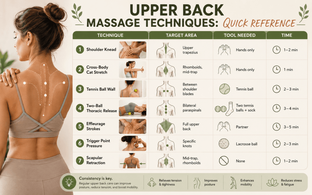 Upper Back Massage Techniques: Quick Reference